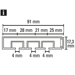 Gardinia Vorhangschiene GE3 150 cm mit Profil für Blendenbefestigung weiß