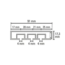 Gardinia Vorhangschiene GE3 150 cm mit Profil für Blendenbefestigung weiß