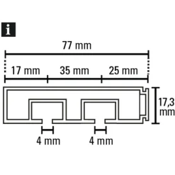 Gardinia Vorhangschiene GE2 150 cm mit Profil für Blendenbefestigung weiß