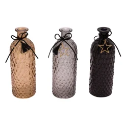 Glasvase 3fach sortiert schwarz graukupfer mit Stern