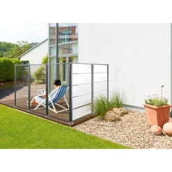 Glas-Windschutz 100 x 160 cm Aluminium Anthrazit