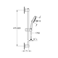 Grohe Brausestangenset Vitalio Comfort 110 3 Strahlarten (Rain, Jet, Massage)