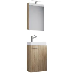 Gäste-Waschplatz Slito mit Spiegelschrank inkl Beleuchtung Sonoma-Eiche