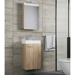 Gäste-Waschplatz Slito mit Spiegelschrank inkl Beleuchtung Sonoma-Eiche