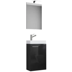 Gäste-Waschplatz Slito mit Spiegel inkl Beleuchtung schwarz