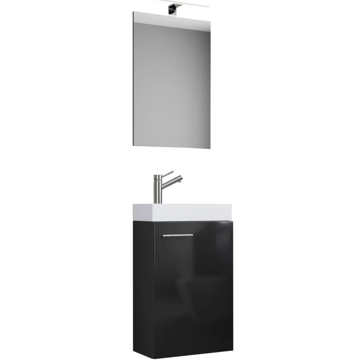 Gäste-Waschplatz Slito mit Spiegel inkl Beleuchtung schwarz