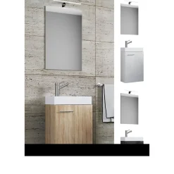 Gäste-Waschplatz Slito mit Spiegel inkl Beleuchtung schwarz