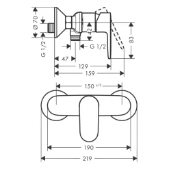 Hansgrohe Einhebel-Brausemischer Vernis Blend Aufputz chrom
