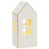 Haus mit LED aus Porzellan weiß 6 x 15 x 6 cm