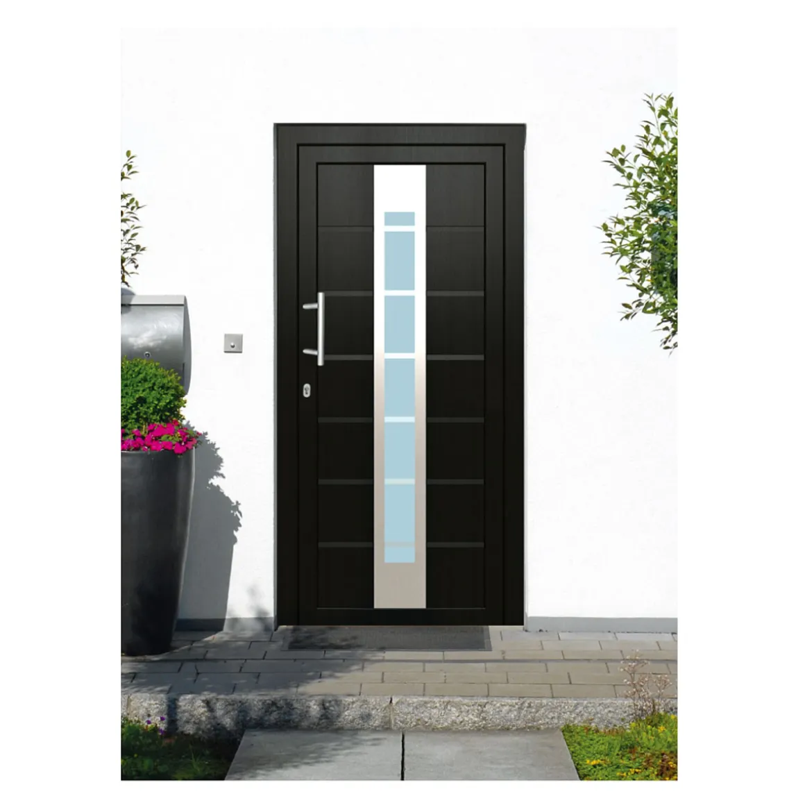 Haustür Kunststoff T84 anthrazit 100 x 210 cm Anschlag rechts