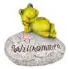 Haveson Frosch auf Stein Willkommen Polystone LxBxH ca 30 x 20 x 28,5