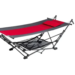 Haveson Hängematte Pack-n-Go faltbar 234 x 122 x 10 cm grau/rot