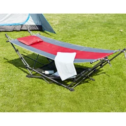 Haveson Hängematte Pack-n-Go faltbar 234 x 122 x 10 cm grau/rot