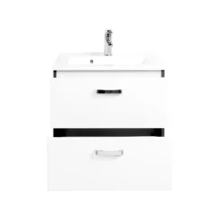 HELD Waschtisch 60 graphitgrau- Weiß Hochglanz 2 Auszüge