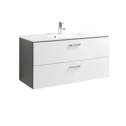 HELD Waschtisch 100 graphitgrau-weiß Hochglanz 2 Auszüge