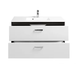 HELD Waschtisch 100 graphitgrau-weiß Hochglanz 2 Auszüge