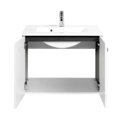 HELD Waschtisch 70 graphitgrau- Weiß Hochglanz 2Türen