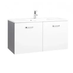 HELD Waschtisch 100 graphitgrau-weiß Hochglanz 2 Türen