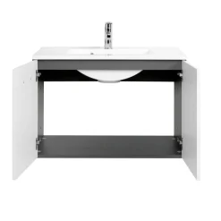 HELD Waschtisch-Set 80 graphitgrau-weiß Hochglanz 2 Türen