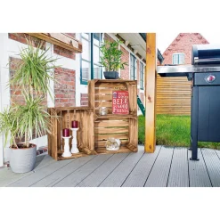 Holzkiste geflammt braun 50 x 40 x 30 cm