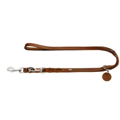 Hunter Verstellbare Führleine Solid Education cognac 13 mm/250 cm