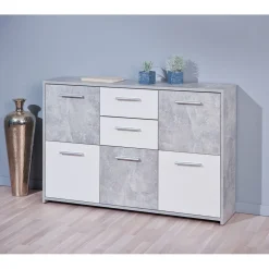 Inter Link FSC Kommode „Flavius“, Beton-weiß, 115x77x30 cm