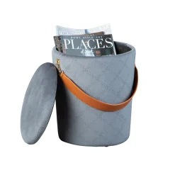 Inter Link Hocker „Nevis“, Samt hellgrau