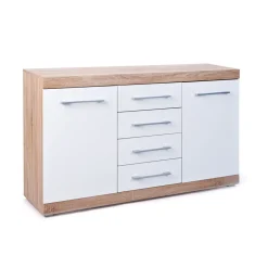 Inter Link Kommode „Lublin Typ 4“, Eiche Sonoma, weiß, 155x87x40 cm