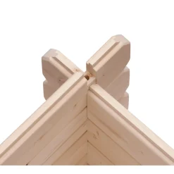 Karibu Blockbohlenhaus Bastrup 3 naturbelassen mit Anbaudach und Seiten