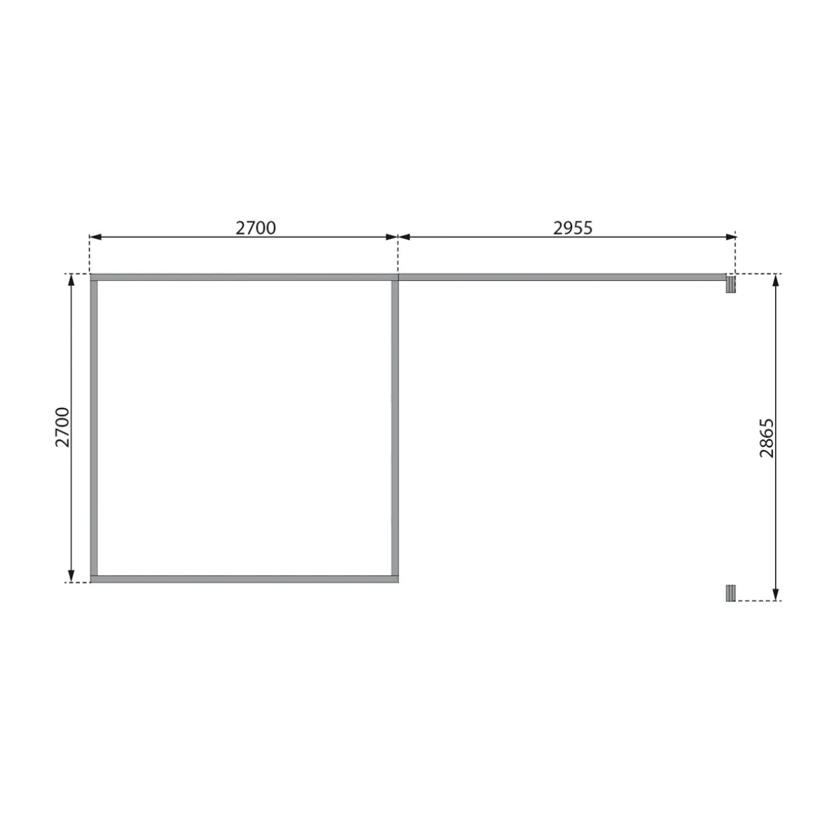 Karibu Blockbohlenhaus Kastorf 6 naturbelassen mit Anbaudach und Rückwand