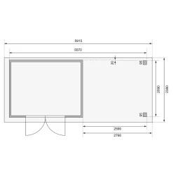 Karibu Gartenhaus Askola 4 terragrau mit Anbaudach und Seiten