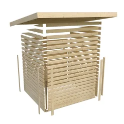 Karibu Gartenhaus Askola 4 terragrau mit Anbaudach und Seiten