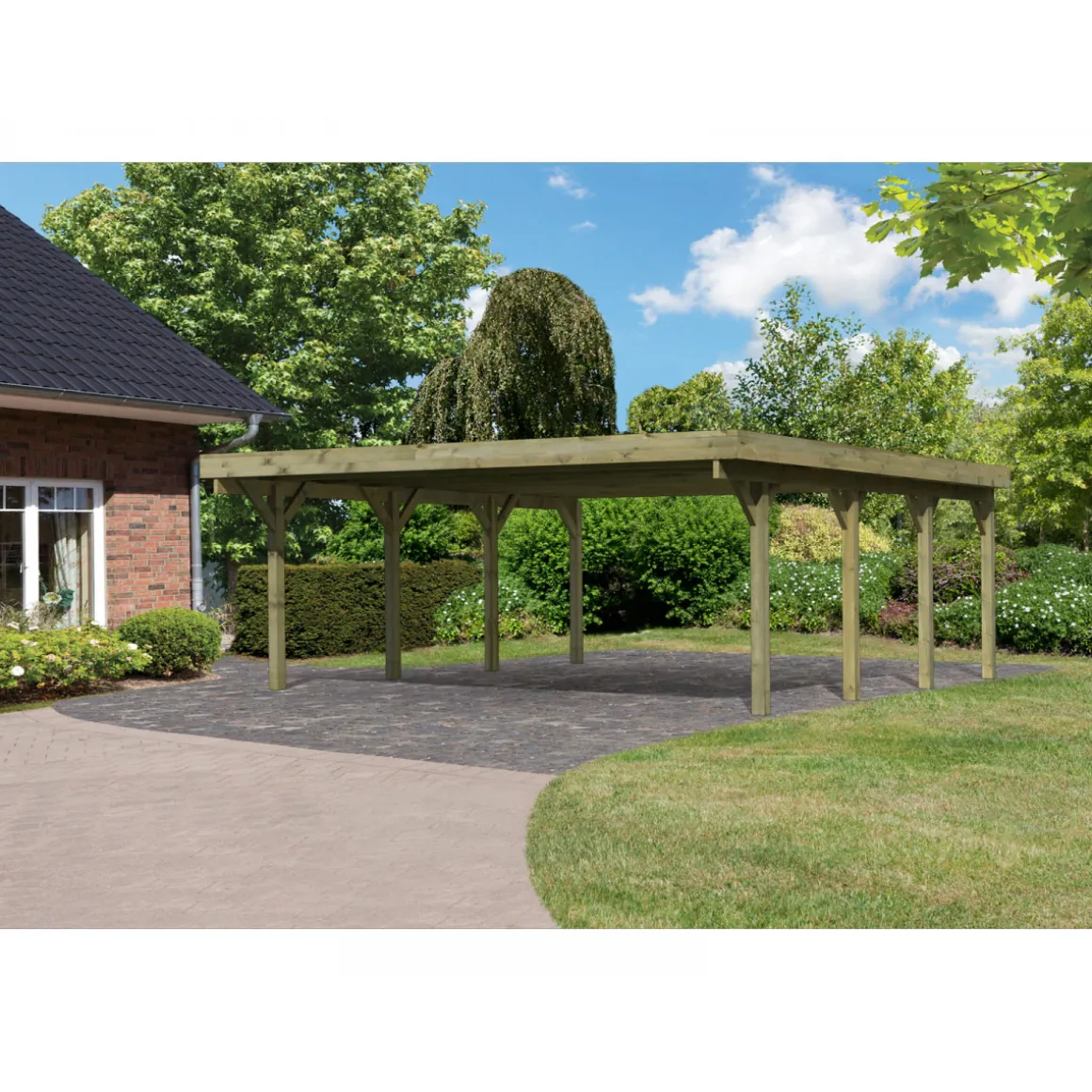 Karibu Doppelcarport Classic 2 Variante A ohne Einfahrtsbogen