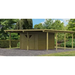 Karibu Doppelcarport Eco 2 Variante A inklusive Abstellraum
