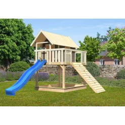 Karibu Fidel inklusive Rampe terragrau Rutsche blau