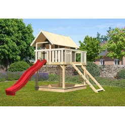 Karibu Fidel inklusive Rampe terragrau Rutsche rot