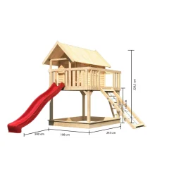 Karibu Fidel inklusive Rampe naturbelassen Rutsche rot