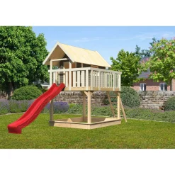 Karibu Fidel und Rutsche terragrau Rutsche rot