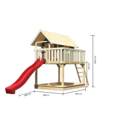 Karibu Fidel und Rutsche terragrau Rutsche rot