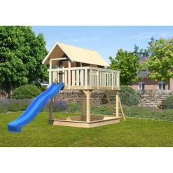 Karibu Fidel und Rutsche terragrau Rutsche blau