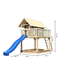 Karibu Fidel und Rutsche terragrau Rutsche blau