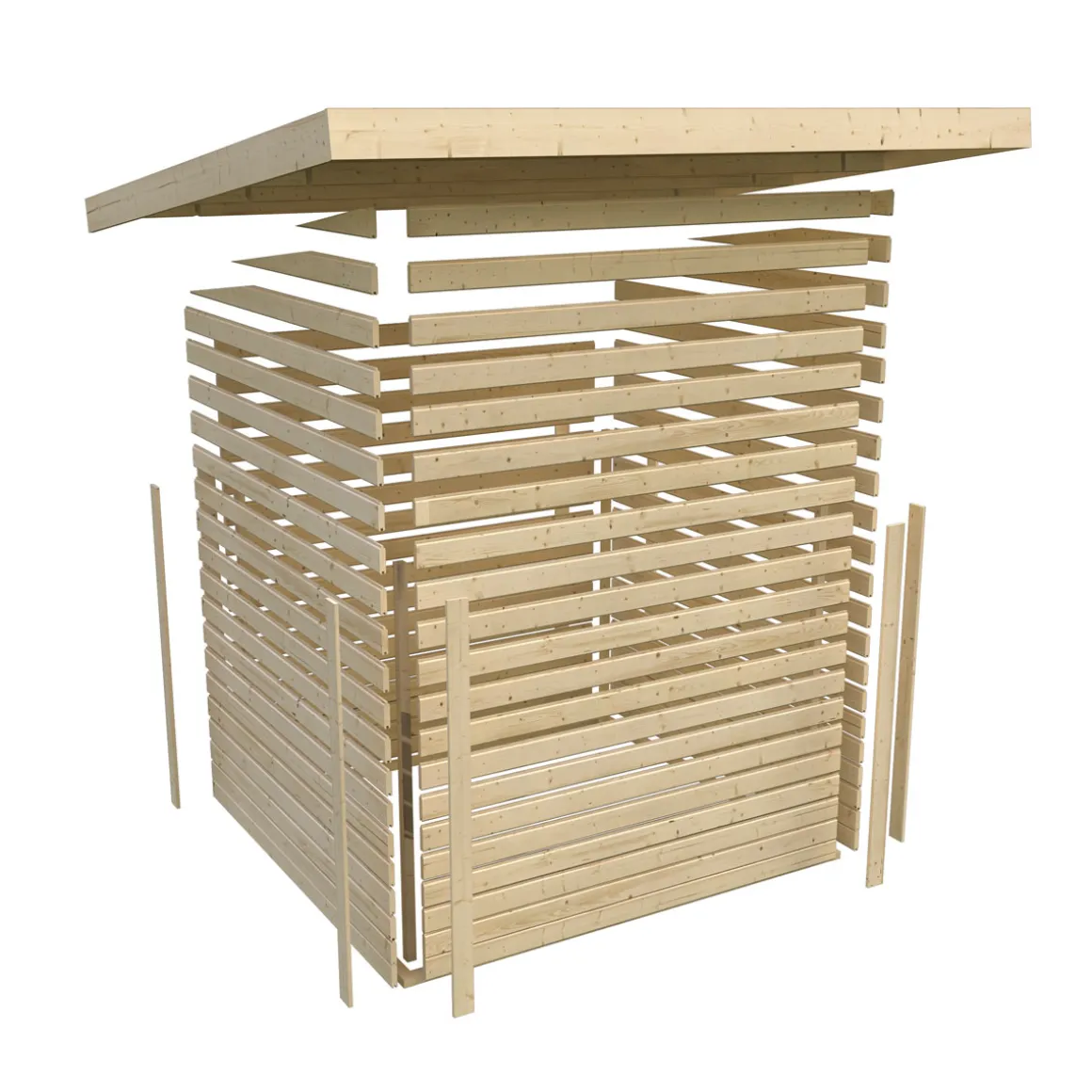 Karibu Gartenhaus Askola 4 terragrau mit Anbaudach 2.80m