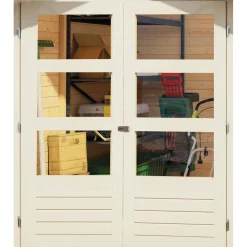 Karibu Gartenhaus Askola 4 terragrau mit Anbaudach 2.80m