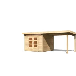 Karibu Gartenhaus-Set Kandem 6 mit Anbaudach 2,95 m naturbelassen