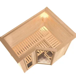 Karibu Massivholzsauna Sahib 2 40 mm ohne Ofen mit Dachkranz