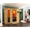 Karibu Massivholzsauna Sonara 3 40 mm 9 kW Ofen Bio externe Strg mit Kranz