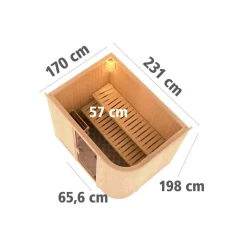 Karibu Sauna Titania 4 Fronteinstieg 9 kW Ofen externe Strg kein Kranz Energiespartür