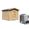 Karibu Saunahaus Bosse 1 38 mm 9 kW Bio Ofen externe Strg moderne Tür