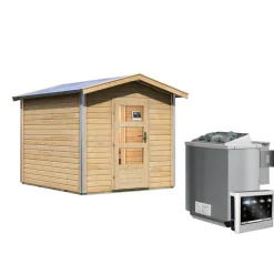 Karibu Saunahaus Bosse 1 38 mm 9 kW Bio Ofen externe Strg moderne Tür