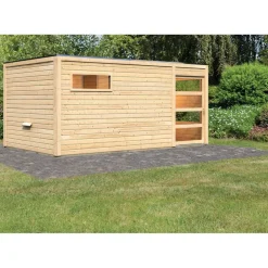 Karibu Saunahaus Hygge 38 mm ohne Ofen Klarglas-Tür